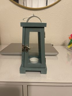 Turquoise Decor Lantern 9” X 5”