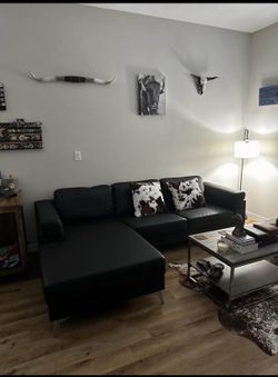 Black leather couch