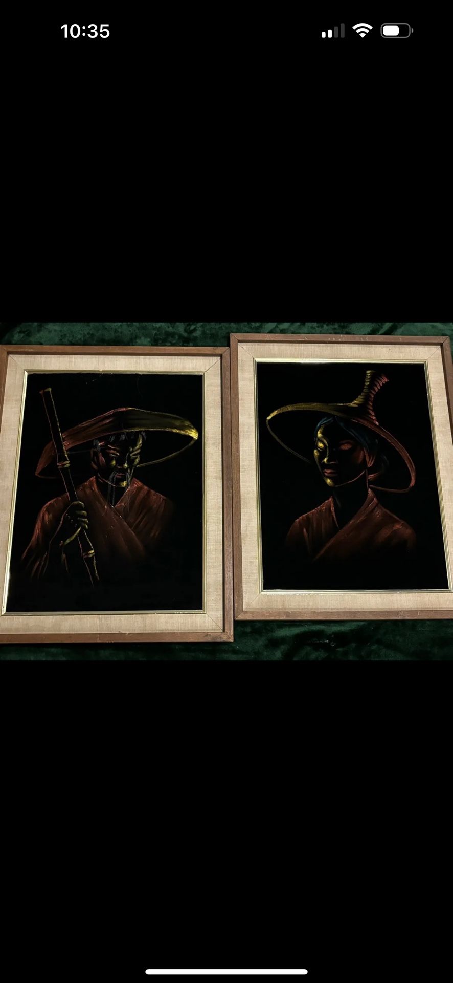 Rare Vintage 70s Carlo of Hollywood Black Velvet Art Painting Pictures Set