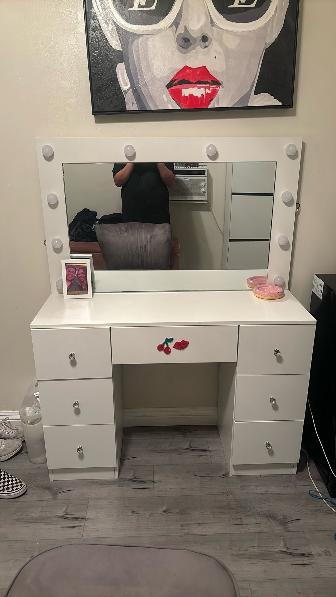 White makeup vanity