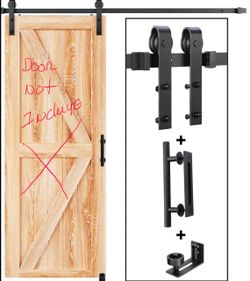 EaseLife 4 FT Sliding Barn Door Track And Handle Hardware Kit, Basic J Pulley, Slide Smoothly Quietly, Easy Install (4FT Track Kit For 24ỊiWide Single
