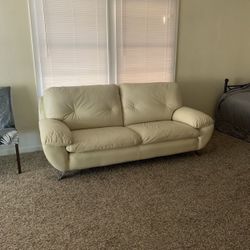 White Leather Designer Couch In Heavy Duty And Big
