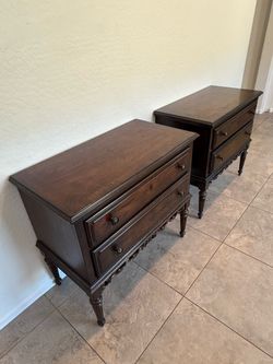 Pair of Dark Wood 3-Drawer Thomasville Nightstands