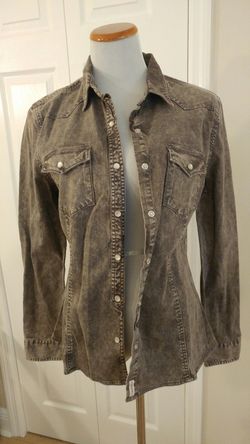 Brand new converse black distressed denim shirt