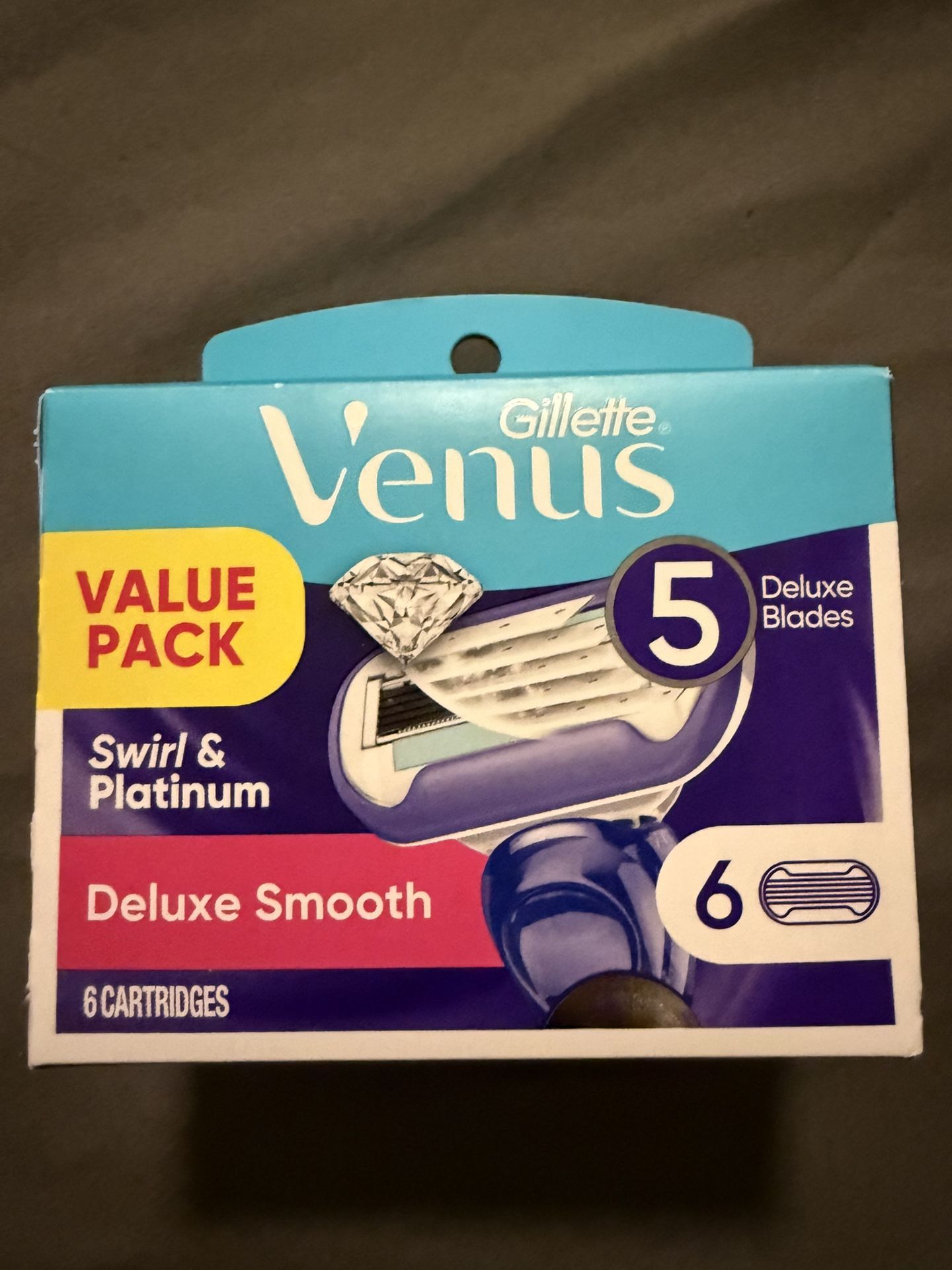 Gillette Venus Swirl & Platinum Deluxe Smooth 5-blade Razor- 6 Cartridges