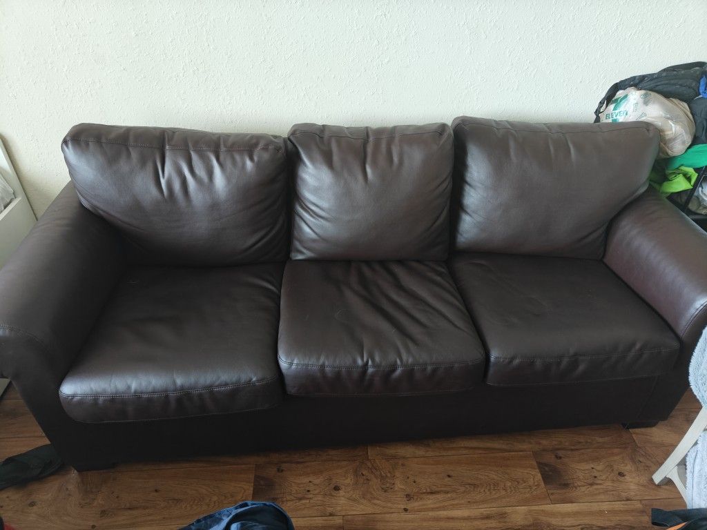 Fake Leather Sofa. Brown. Very Good Condition