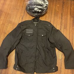 XL Motorcycle Jacket, Large Helmet With Bluetooth Headset