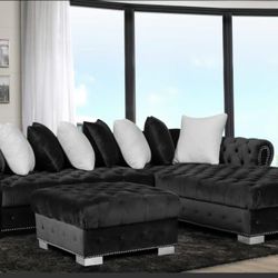 Brand New Velvet Sectional With Ottoman- Finance Available-NEW PRODUCT‼️