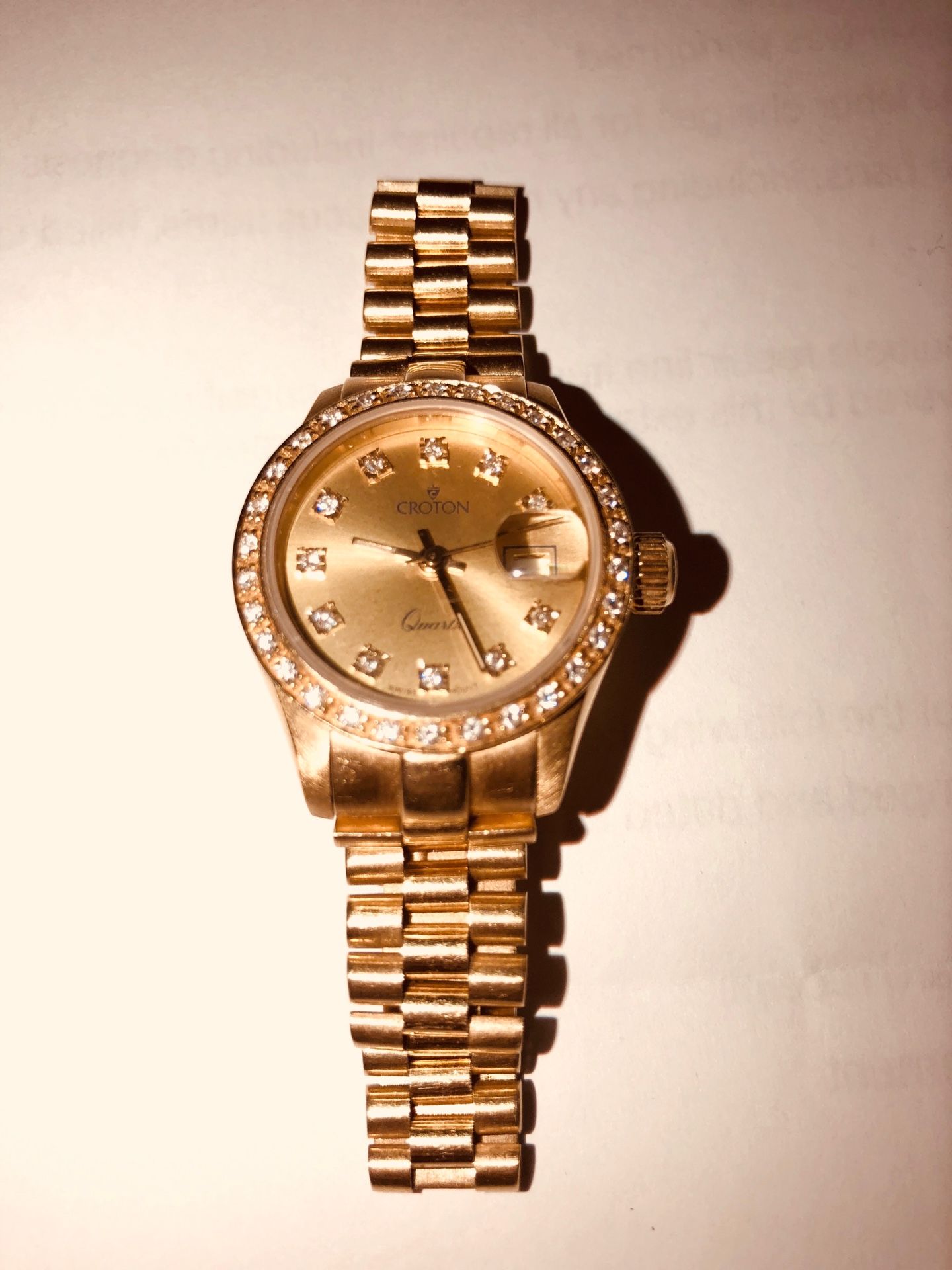 Women's 18kt Yellow Gold Croton Watch Presidential Style 54.6 Grams