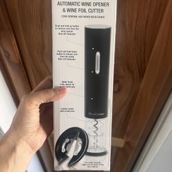 Brookstone Electric Wine Opener & Foil Cutter with Stand, Automatic Wine Bottle Opener
