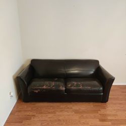 Black Leather Sofa WITH BED!!! $175 88inx 37in
