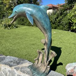 Vintage 1957 Dolphin Bronze Statue 