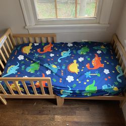 Toddler Bed With Serta Mattress - Dino Sheet Included! 