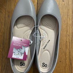 So Memory Foam New Flat Grey Shoes Size 7.5 