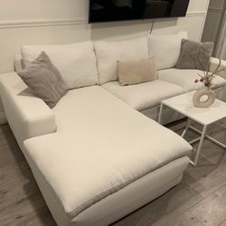 White Sectional Sofa – Freshly Cleaned | Excellent Condition