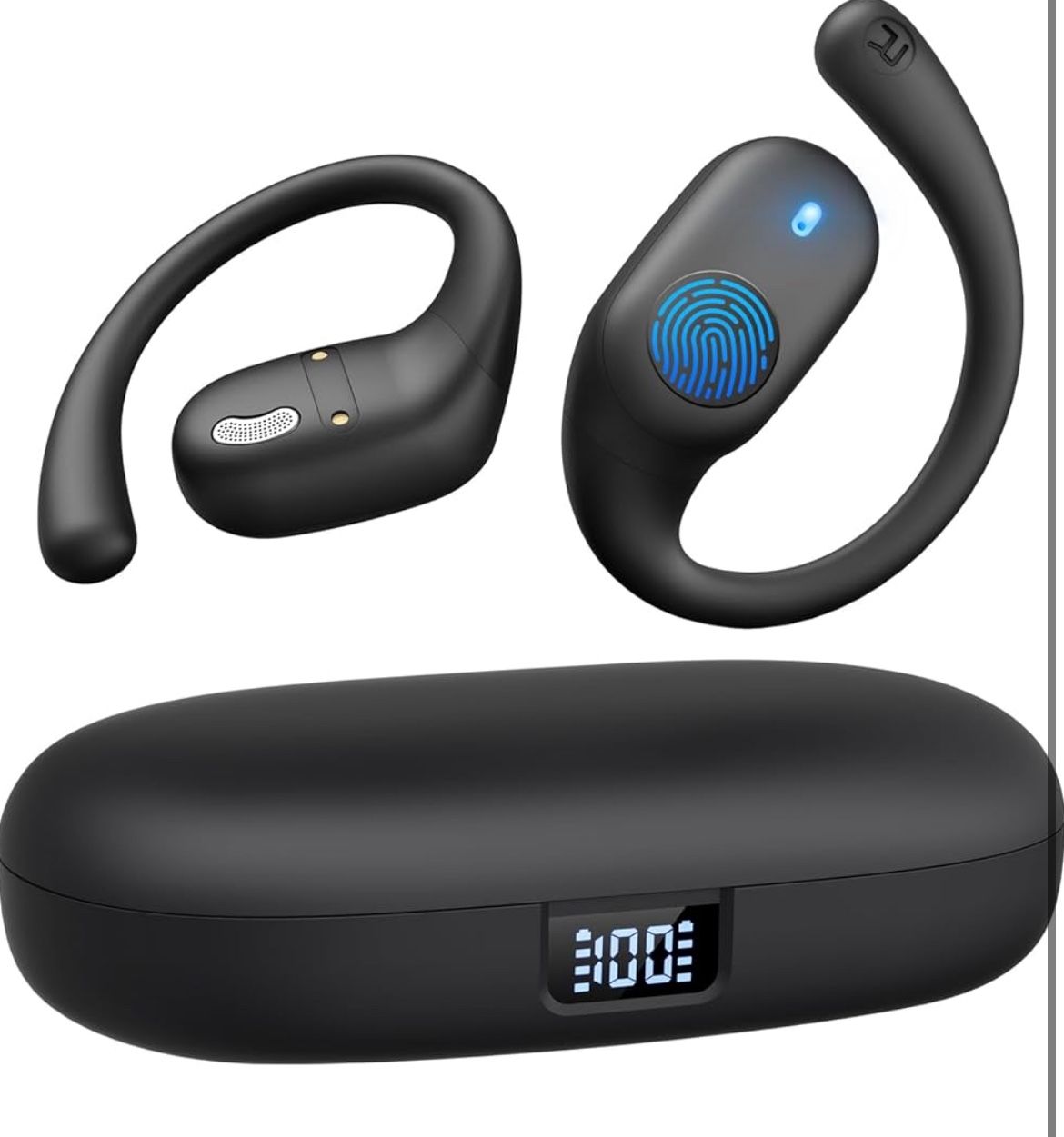 Brand: Eigsupia Open Ear Headphones, Bluetooth Headphones 5.3 Sports with Smart Digital Display, 36H Playtime, IP54 Waterproof, Wireless Earbuds Light