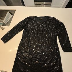 3X WOMENS PLUS SIZE BLACK SEQUINS DRESS