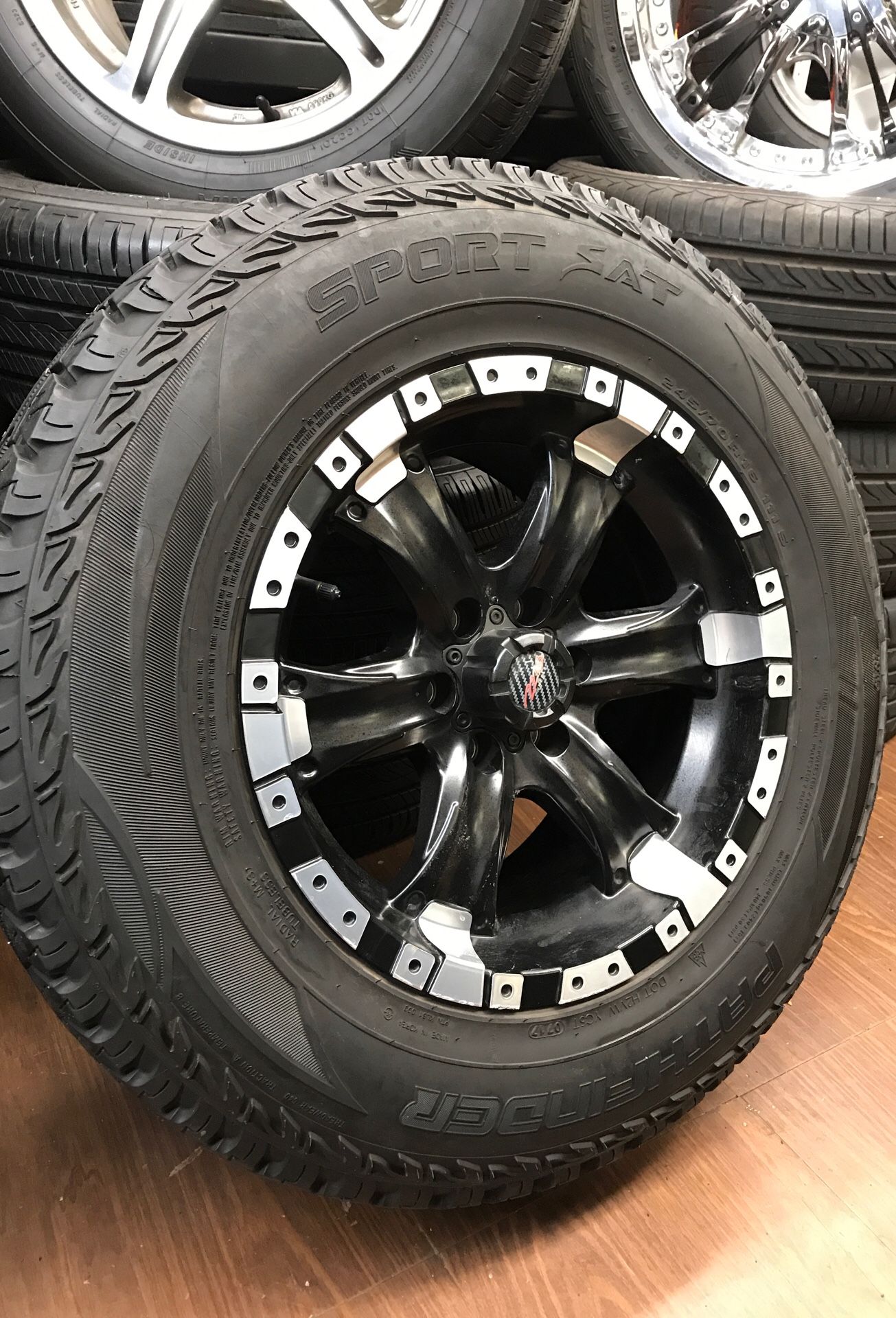 2 16” MB wheels / rims Dodge Nissan Xterra 6x4.5 w/ 245/70/R16 pathfinder sport A/T tires 85%