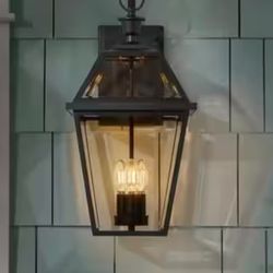 Glenneyre 11 in. Matte Black French Quarter Gas Style Hardwired Outdoor Wall Lantern Sconce Clear Glass

