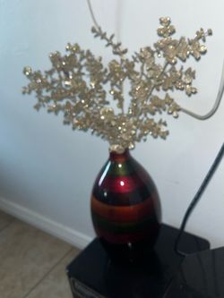 Decorative Vase with Gold Glitter Branches