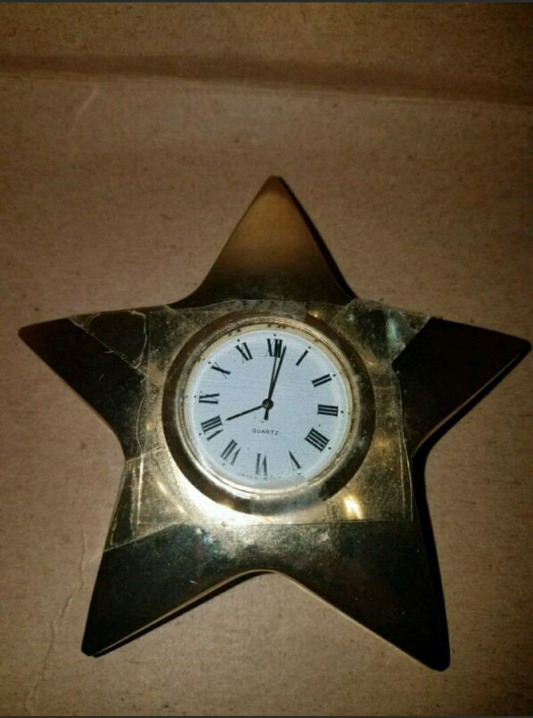 4" Brass Star Clock/Paperweight