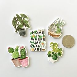 Plant Magnets, Cute Plant Mom Fridge Magnets, Set Of Five, Cactus, Philodendron, Monstera 