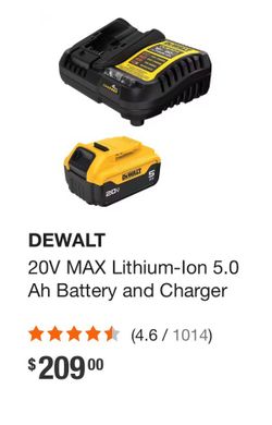 Dewalt 5ah XR lithium ion 20V battery with charger $95