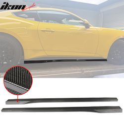 Fits 2024-2026 Ford Mustang R Style Carbon Fiber Side Skirts Extension Splitters CF