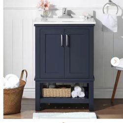 Tupelo 24 in. Single Sink Midnight Blue Bath Vanit