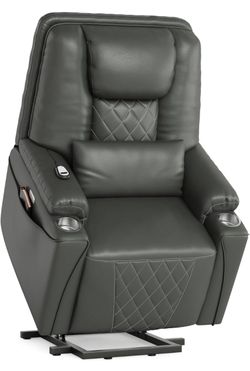 Power Lift Recliner Chair, Sofa with Stand Assist for Seniors, 3-Position Adjustable Recline, USB Charging Ports, Side Storage Pockets, 2 Cup Holders,