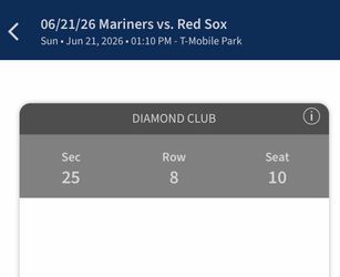 Mariner Diamond club tickets 6/21