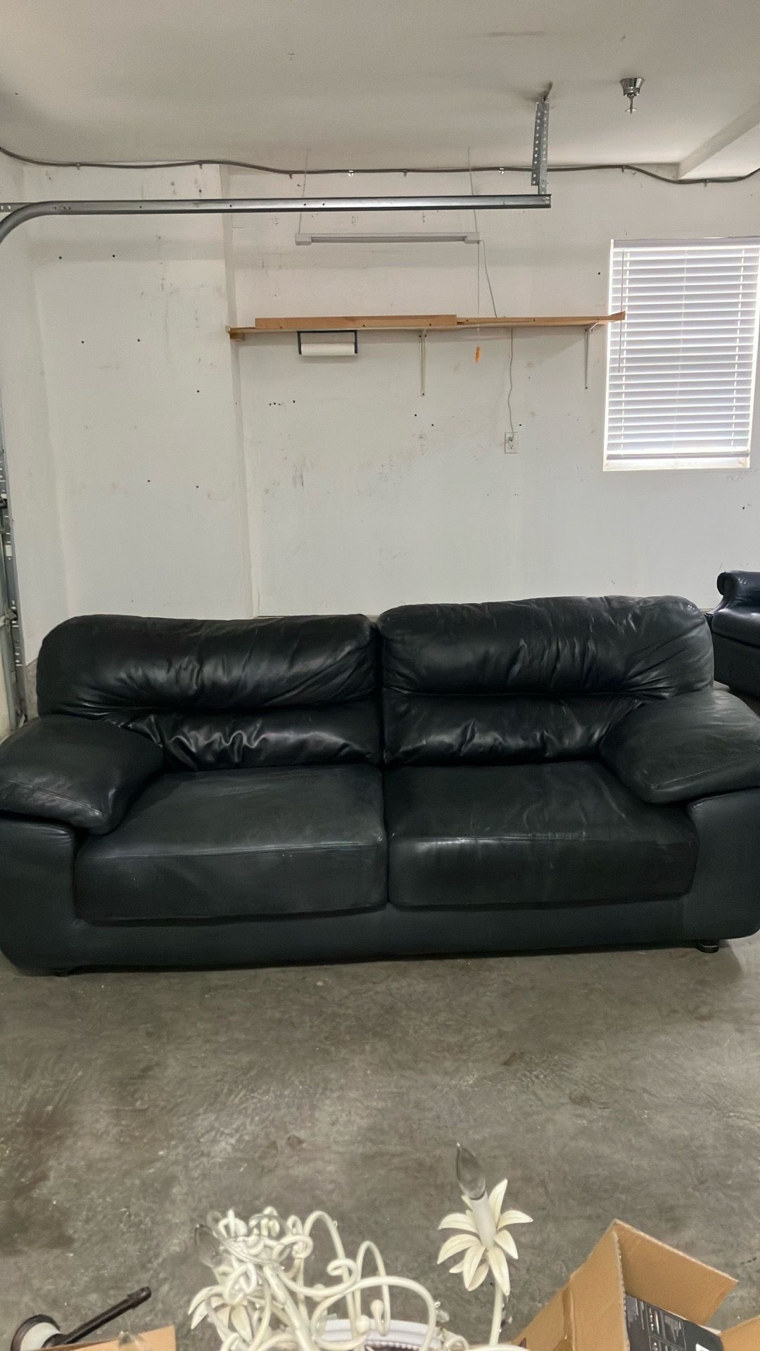 Italian Leather Sofa (Black)