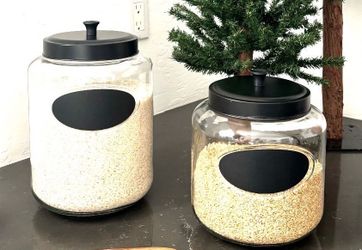 Glass Storage Jars with Black Lids – Set of 2