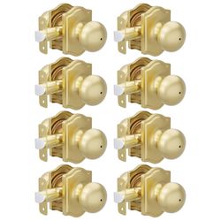 Goldenwarm 8 Pack Brushed Gold Privacy Door Knobs Interior