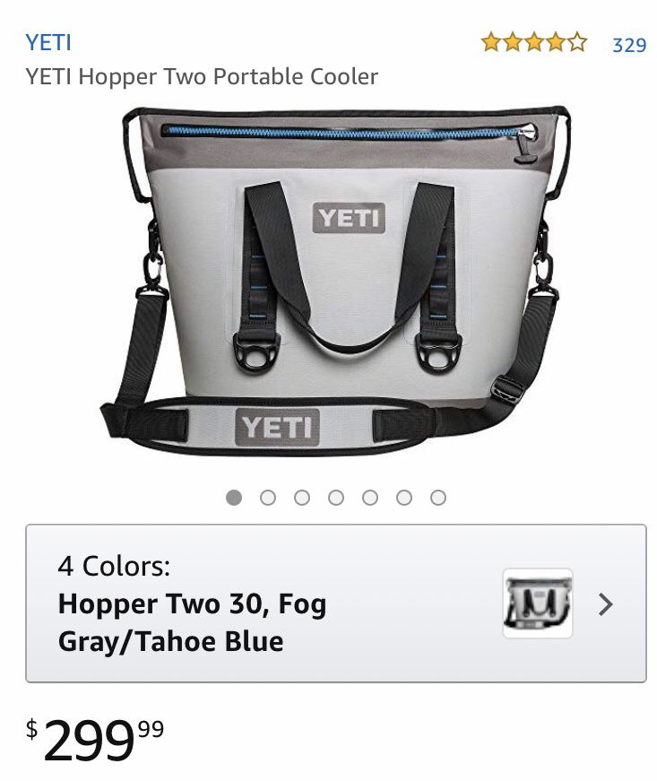 YETI Hopper Two 30 Portable Cooler, Fog Gray / Tahoe Blue