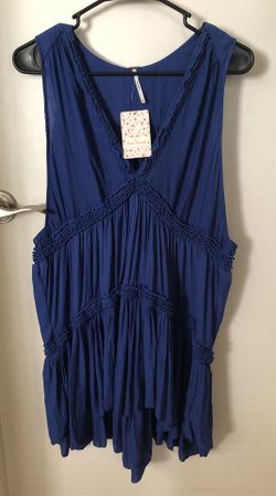 Free People National Blue Boho Dress Sz. Large