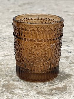 Amber Embossed Glass votive candle