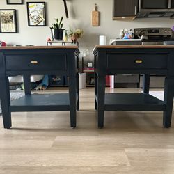 Refurbished Navy Blue Side Tables 