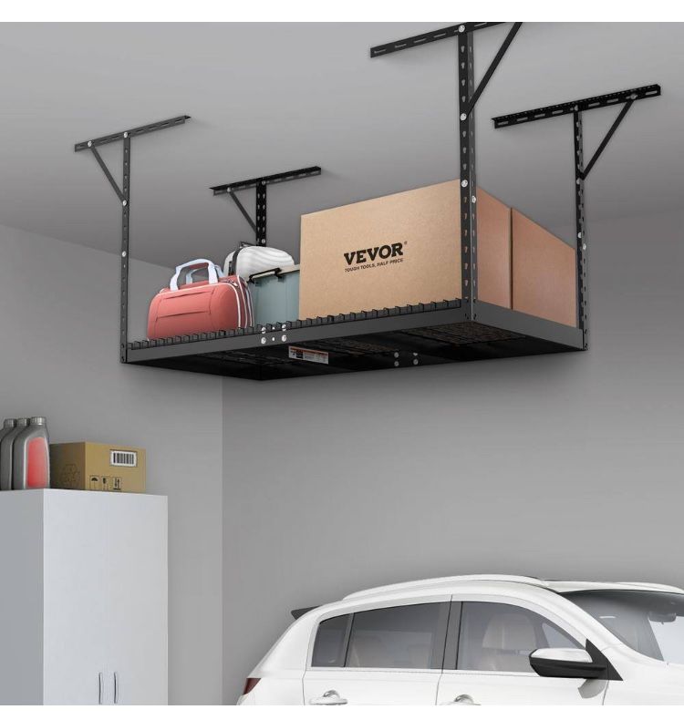 NEW IN BOX VEVOR 72 in. D x 36 in. Adjustable Height Overhead Ceiling Mount Garage Rack 550 lbs. Overhead Garage Storage Rack, Black