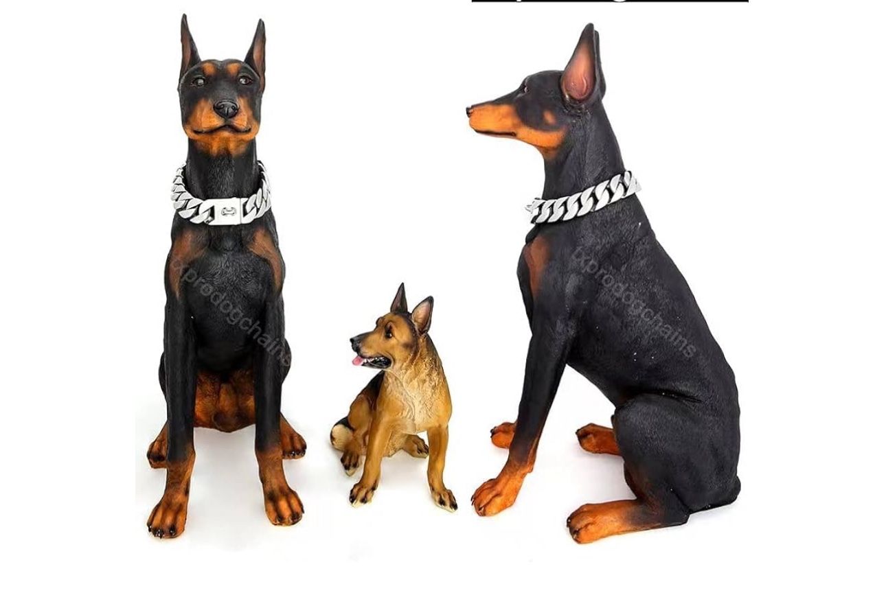 32MM Thick Cuban Link Metal Dog Collar with Buckle, Strong Stainless Steel Silver