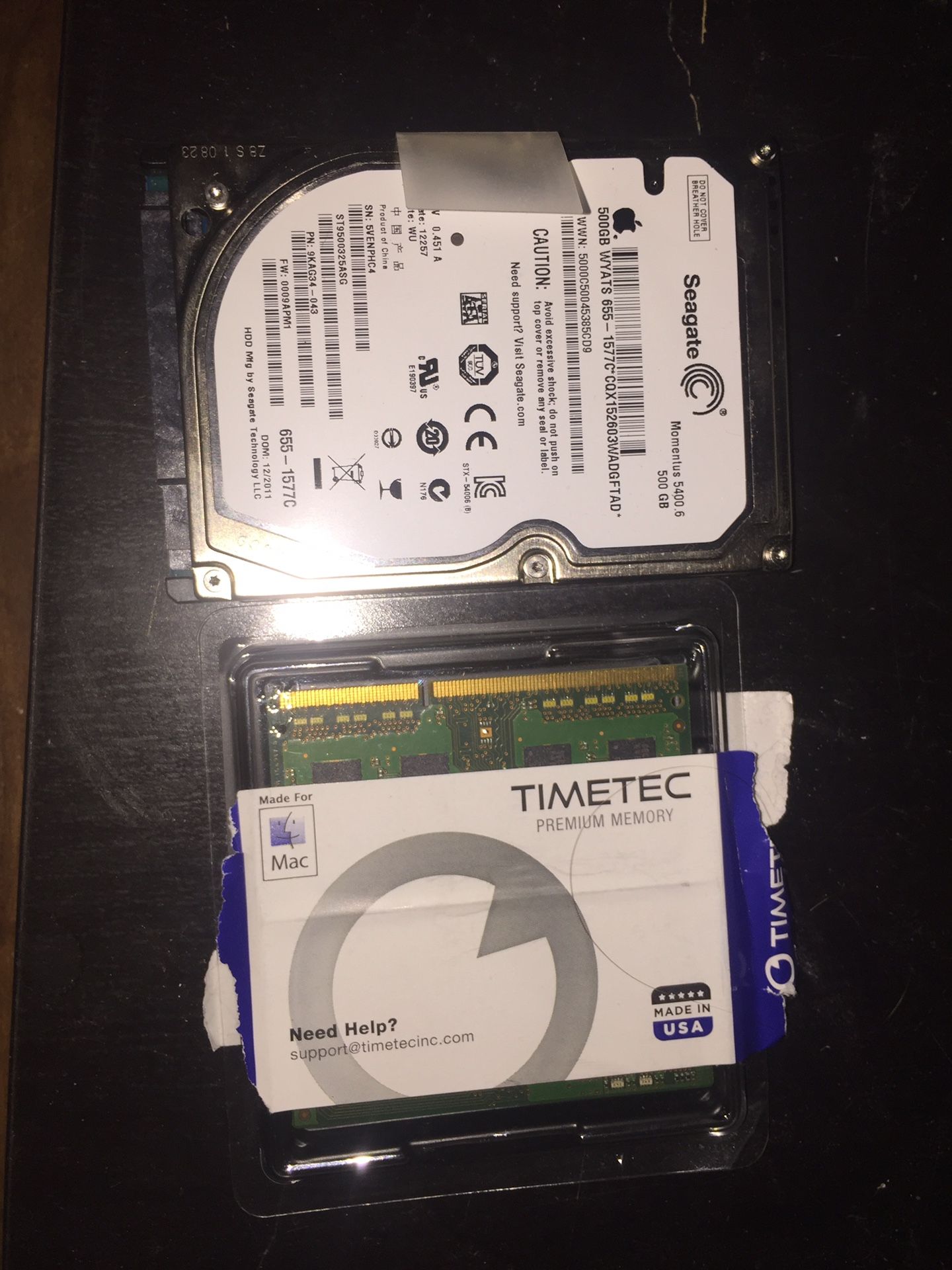 500 gb hard drive and 4gb ram from 2011 MacBook Pro