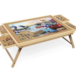 Puzzle Board 2000 Pieces, 41.3"x 27.9" Jigsaw Puzzle Table with 4 Drawers and Cover