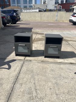 2 gray ikea brimnes night stands