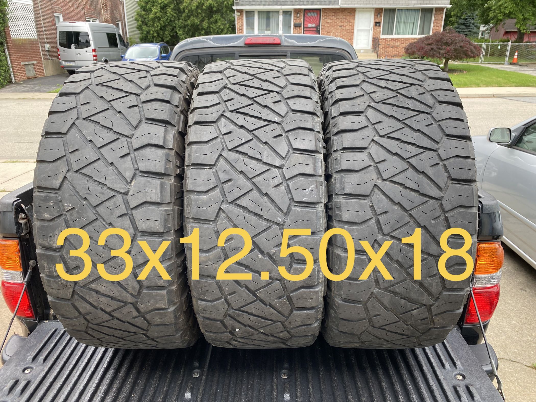 3) 33x12.50x18 Nitto Ridge Grappler Tires Load range F DOT 0320 $300 for 3 $250 for 2 $150 for 1 I carry other sizes as well