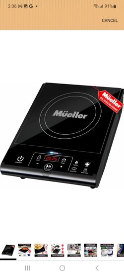 Mueller RapidTherm Portable Induction Cooktop,1800W Single Burner Hot Plate with 8 Power Levels, 8 Temperature Settings, 4 Presets, 4-Hour Timer, Auto
