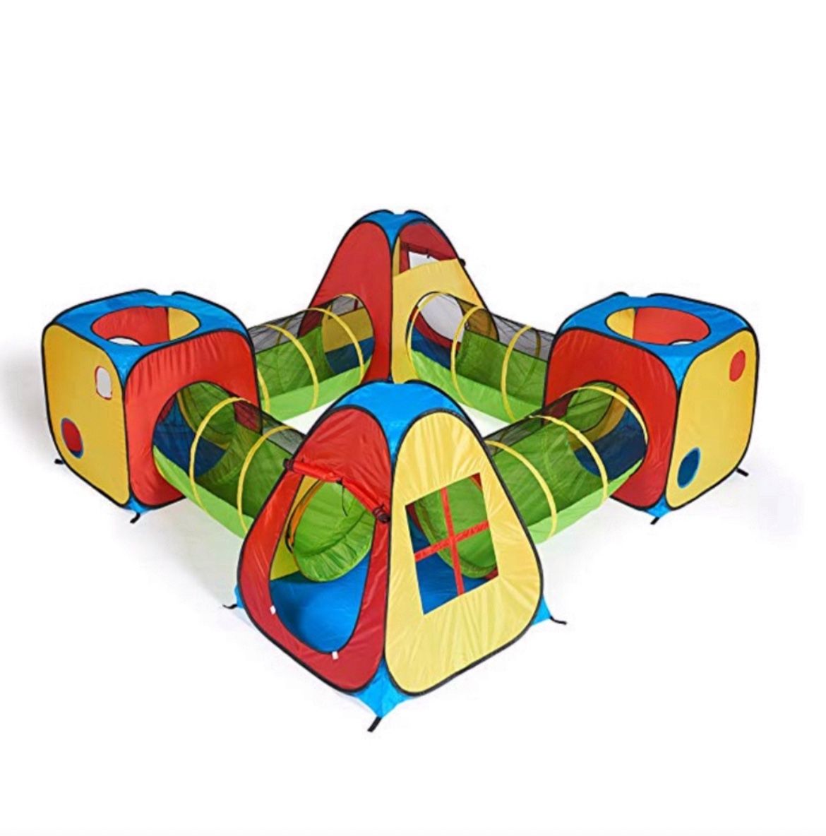 8-in-1 Pop Up Play Tent House with 4 Tunnels, 4 Tents, Indoor and Outdoor Use