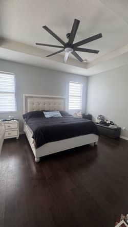 White Upholstered King Bed Frame