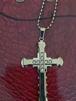 Silver finished cross with chain