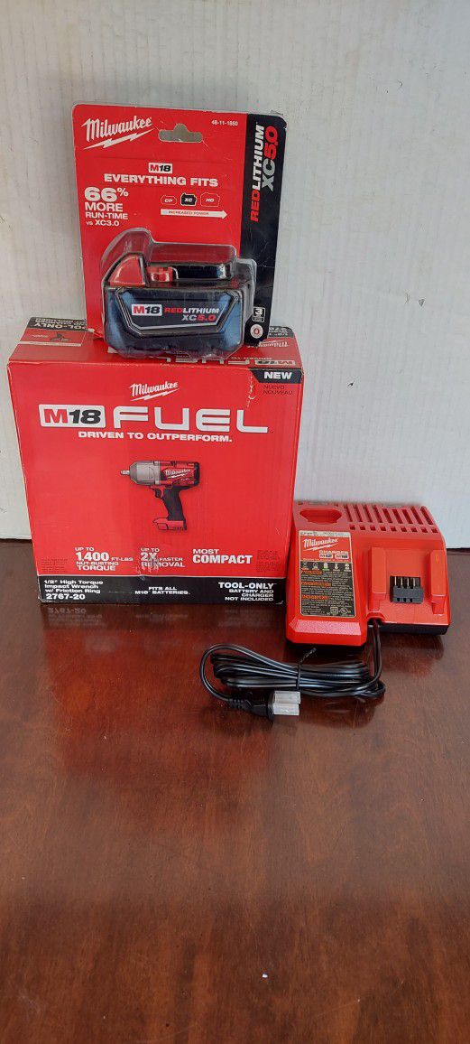 Milwaukee M18 FUEL Brushless 1400 High Torque Cordless 1/2 in. Impact  Wrench w/Friction Ring Kit w/charger One 5.0 Ah Battery Brand New for Sale  in San Bernardino, CA OfferUp