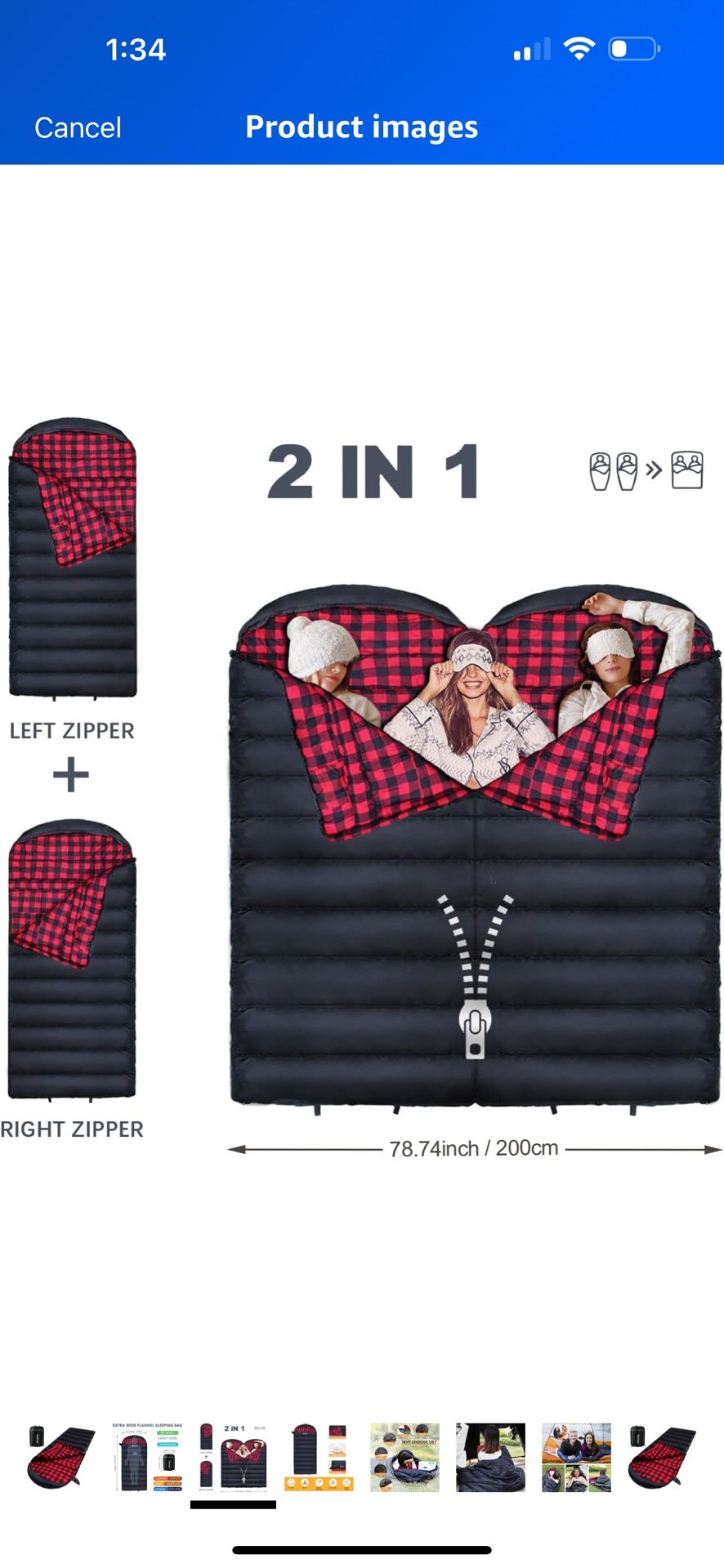 0 Degree Sleeping Bag 100% Cotton Flannel XXL Cold Weather Winter Oversized Sleeping Bag for Adults Camping Zero Degree Big and Tall with Compression
